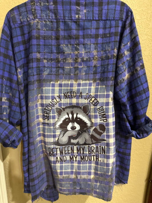 Speedbump Between Brain & Mouth Raccoon Flannel