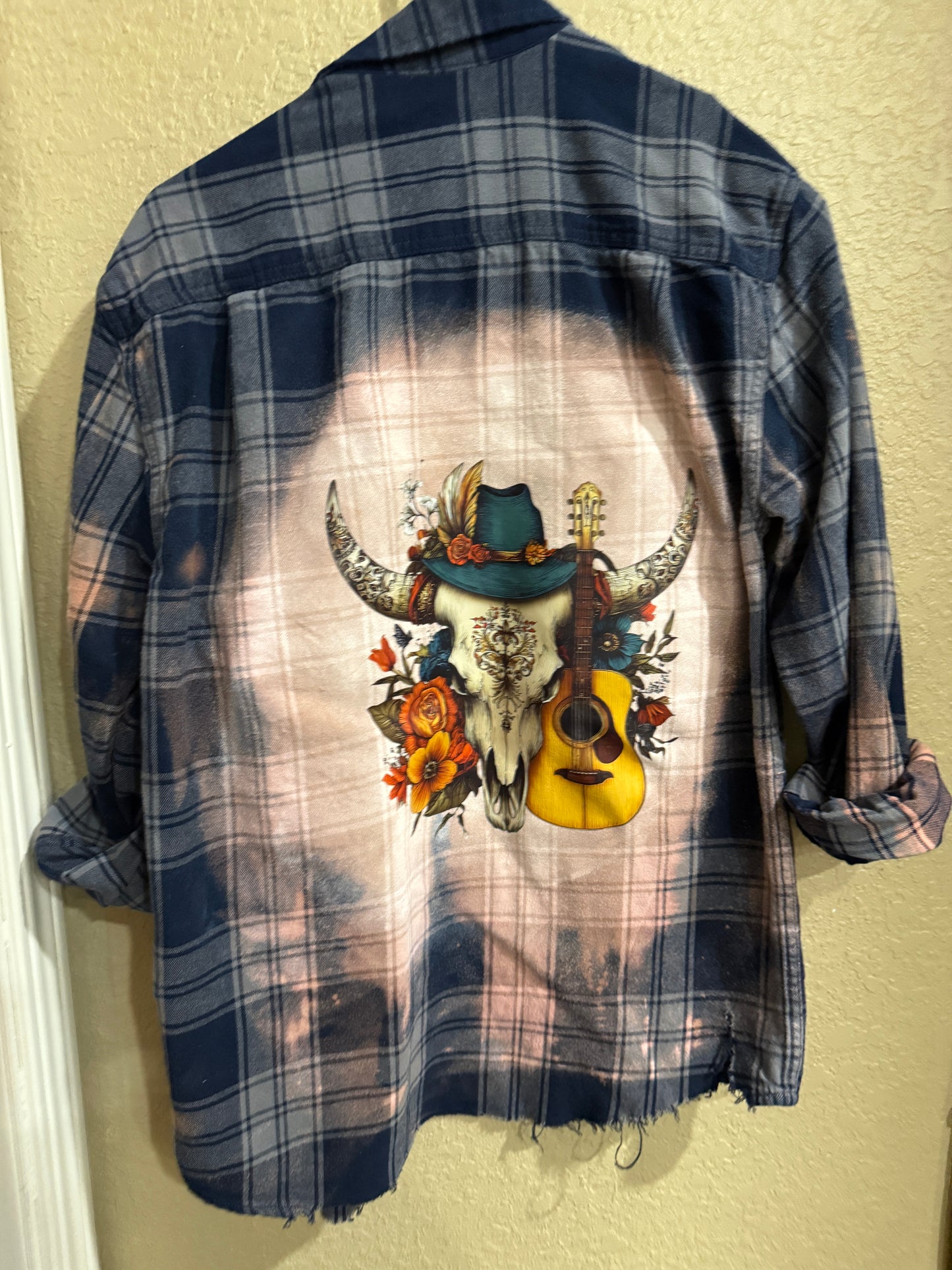 Guitar & Cow Skull Flannel