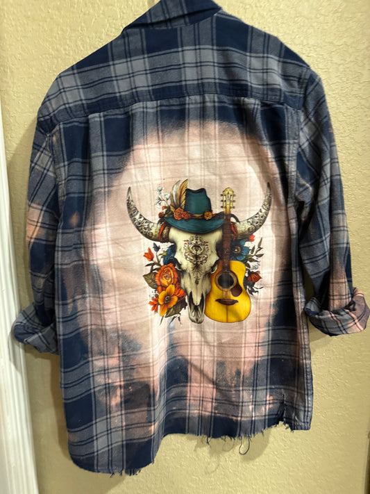Guitar & Cow Skull Flannel