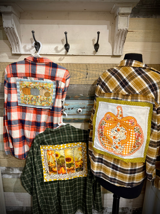 Examples of Fall Patches on Flannel Shirts