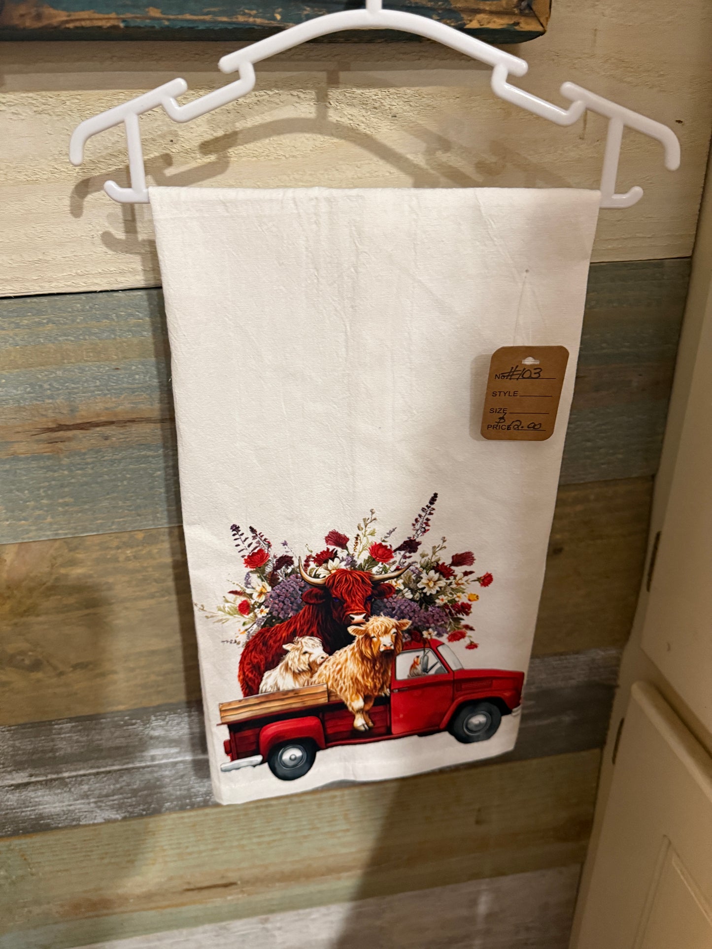 Vintage Red Truck Tea Towel