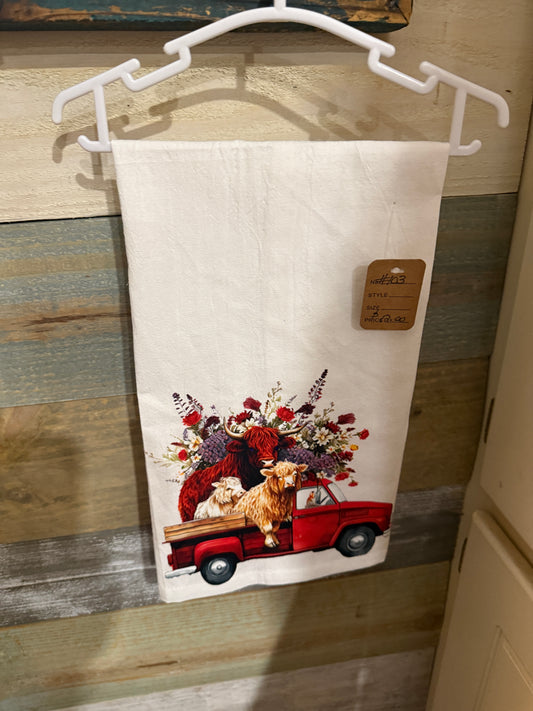 Vintage Red Truck Tea Towel